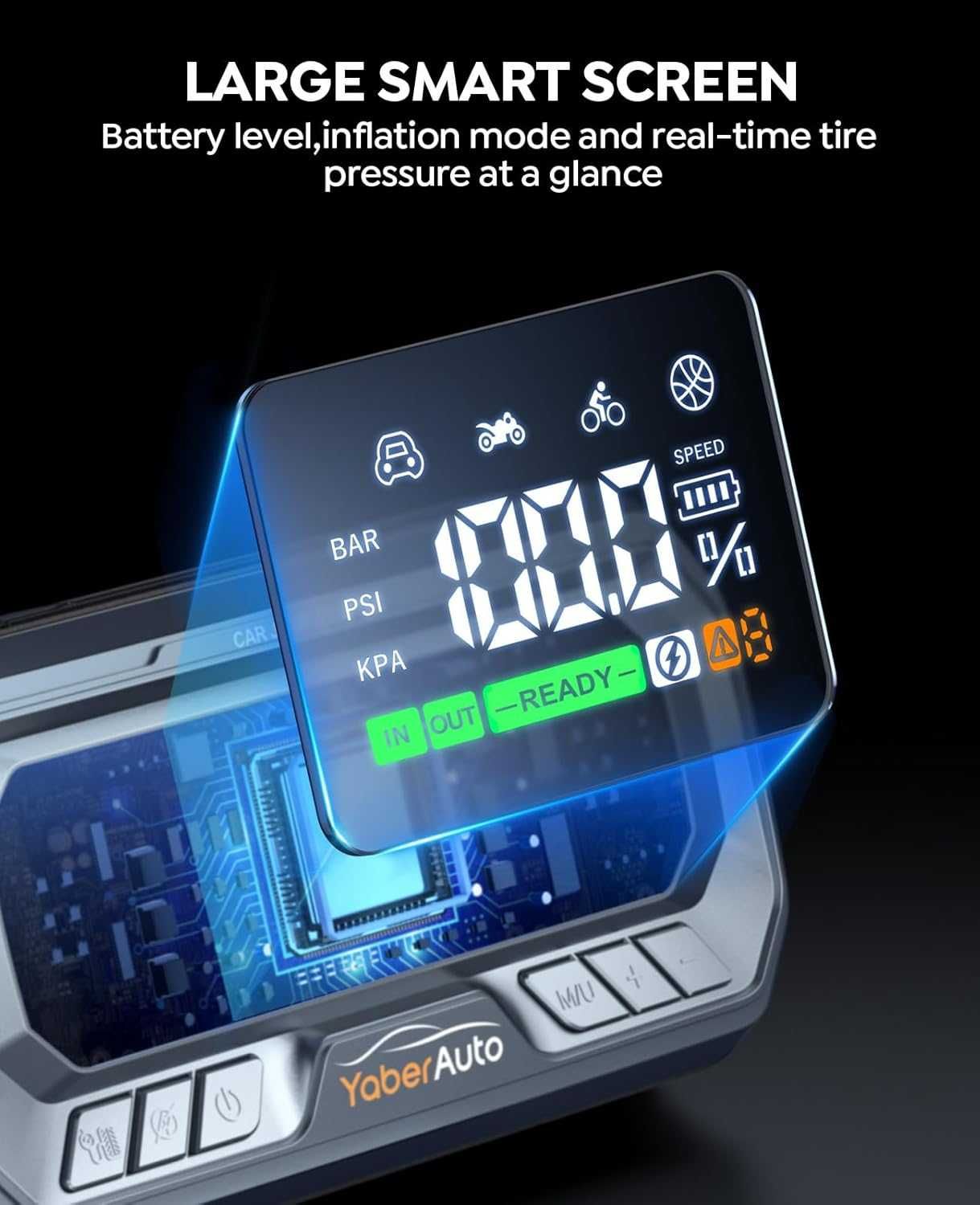 Пусковое устройство с компрессором YaberAuto YA90 6000A 26800mAh160PSI