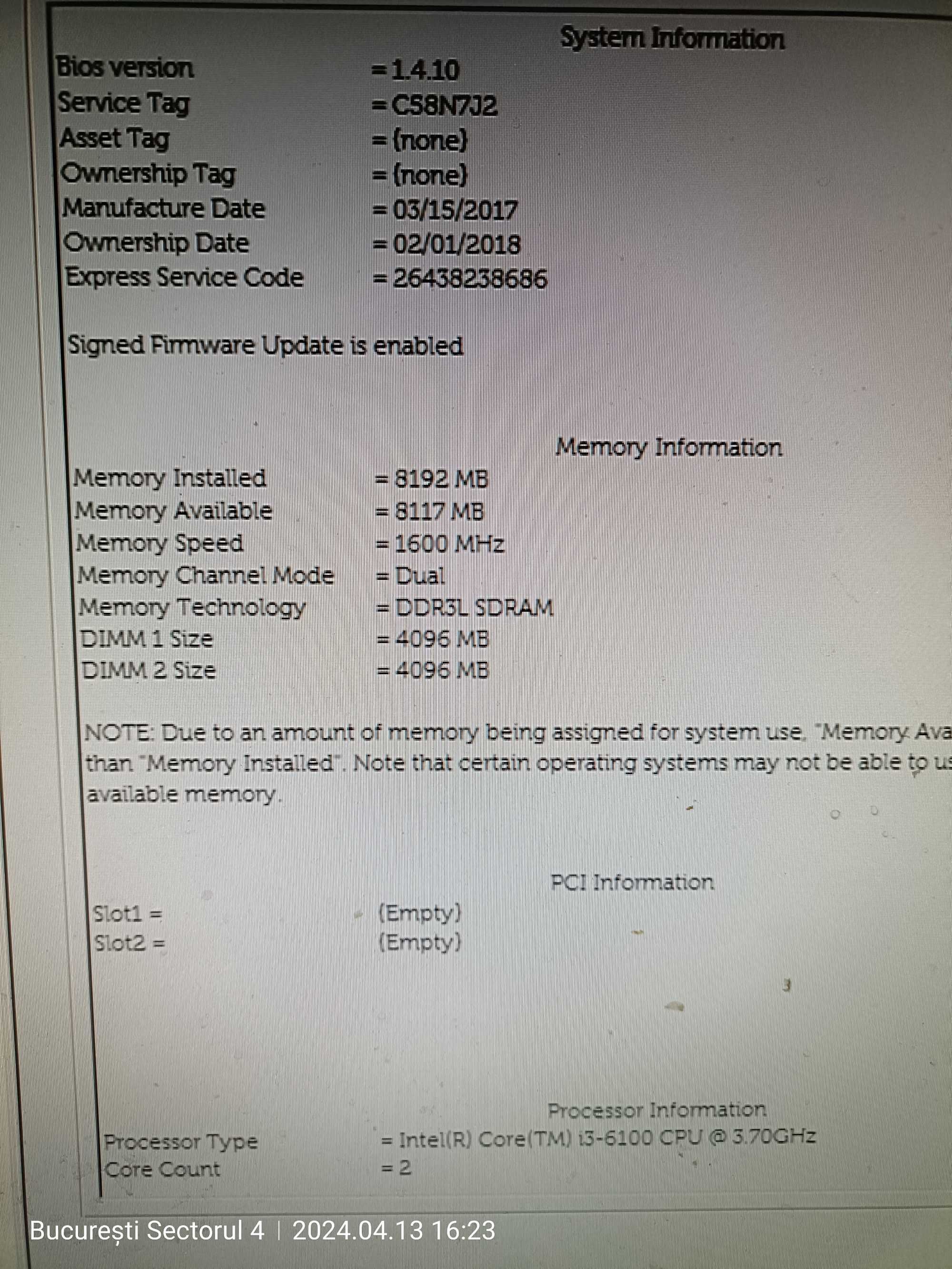 Dell Optiplex 3040 i3-6100 8gb ram 500 gb hdd + monitor 19"