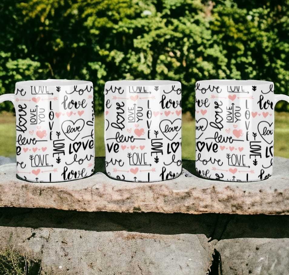 Cana personalizata, Love, Ceramica, Alb, 350 ml