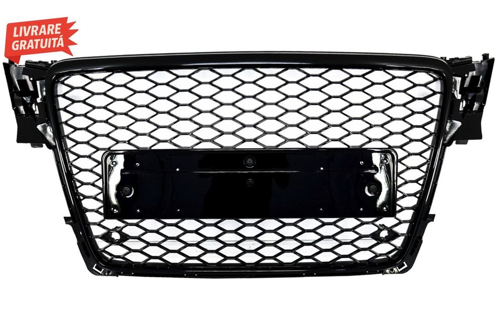 Grila Centrala Fara Emblema Audi A4 B8 (2008-2011) RS4 Design Negru Lucios- livrare gratuita