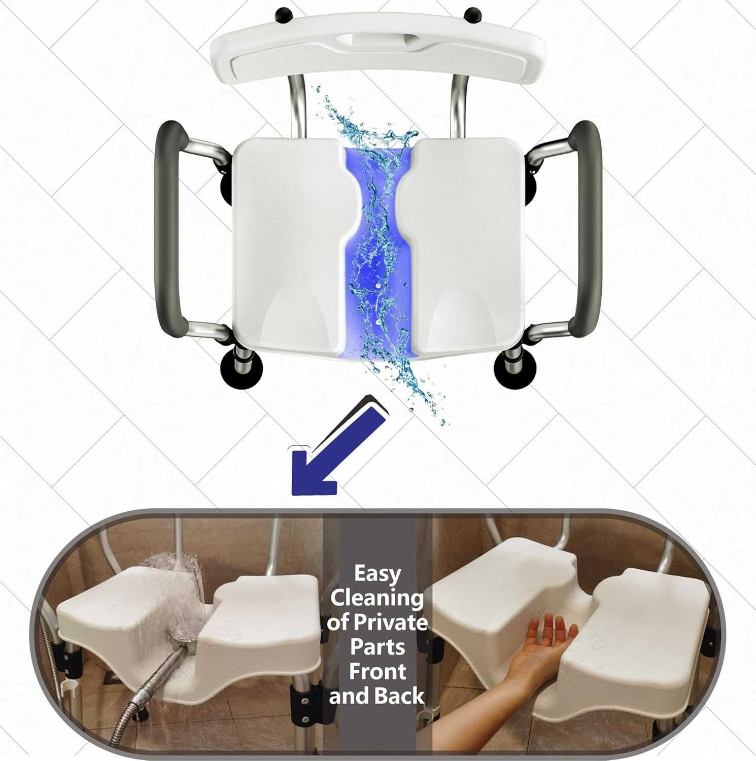 Scaun reglabil baie si dus din aluminiu, max 150kg, REDUS de la 550RON