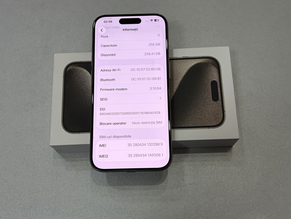 Iphone 15 Pro, 256 gb, Natural Titanium, la cutie