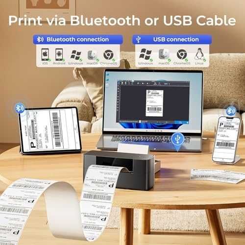 Нов Bluetooth Термален Принтер 4x6 за Етикети Amazon eBay Etsy бизнес