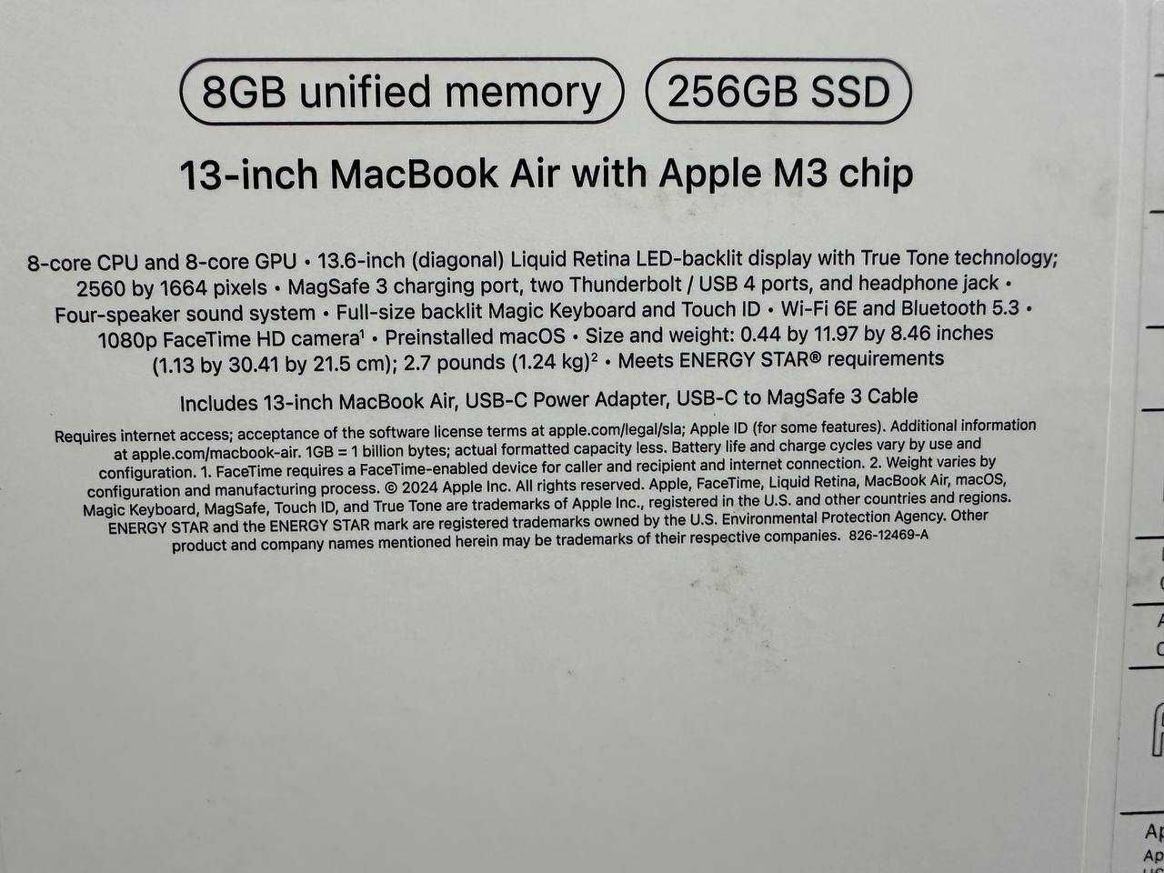 Новый MacBook Air M3/8/512/14.0" spacegrey