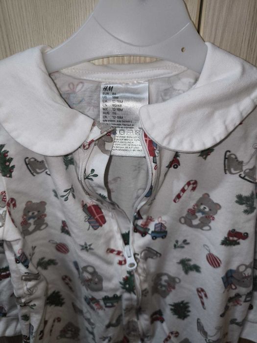 Pijama tip salopetă cu guler și fermoar, H&M, mărimea 86