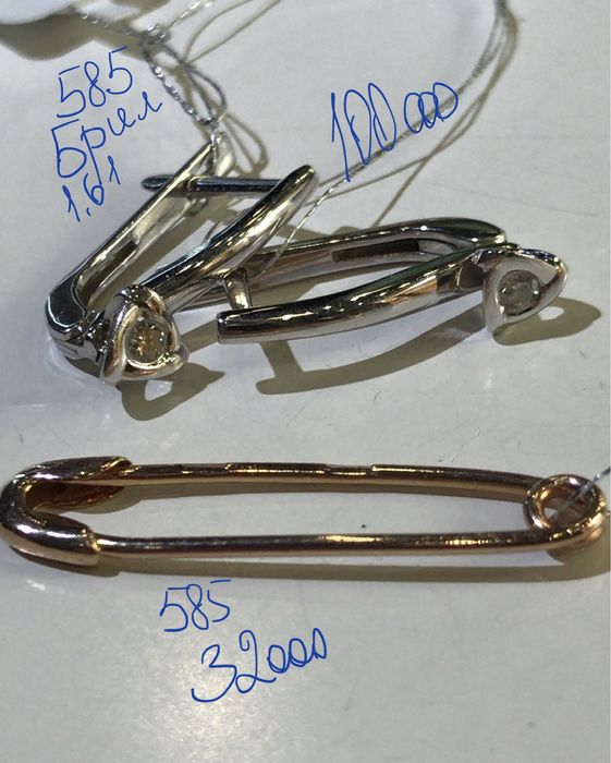 Фирменное Заводское Золотые серьги с бриллиантами белое 585