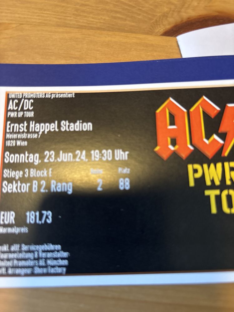 Bilet concert AC DC 23 iunie Viena