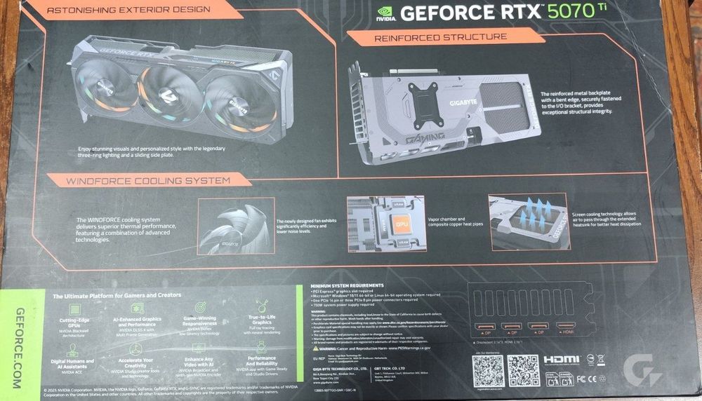 Gigabyte RTX 5070 Ti 16Gb GDDR7 + SFF