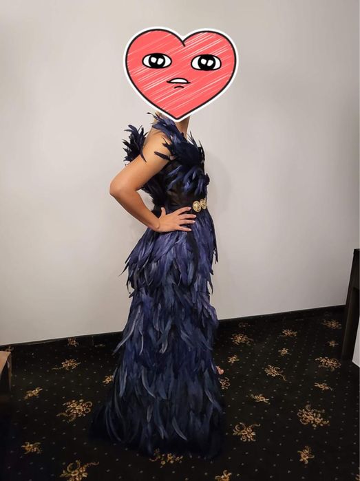 Rochie cu pene naturale