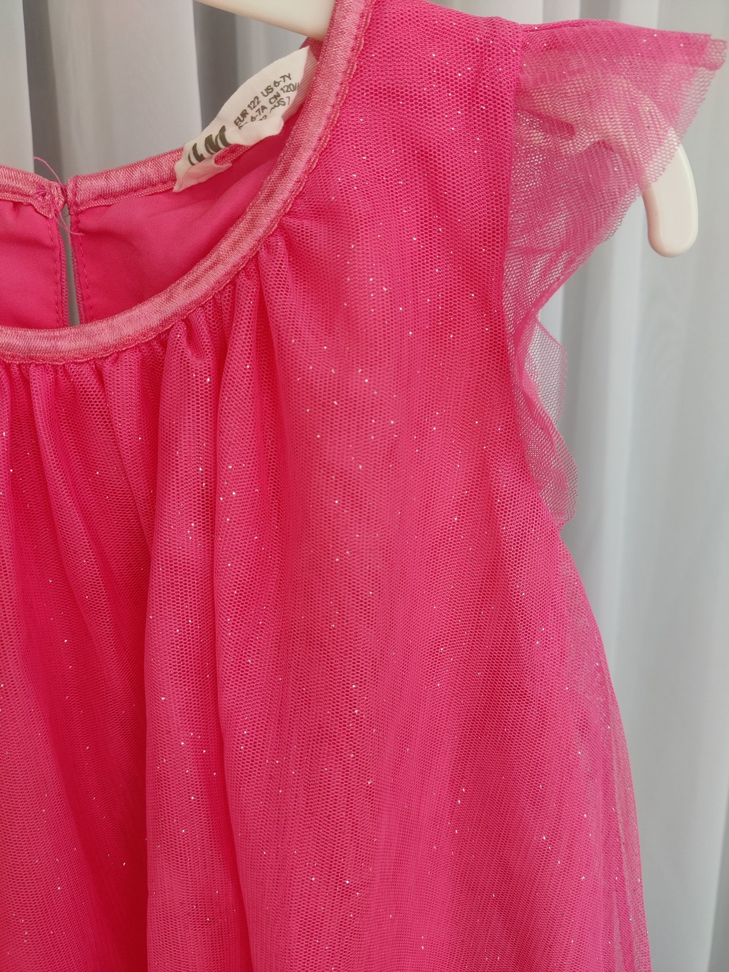 Rochiță H&M stare foarte bună 122 6-7 ani roz fluo