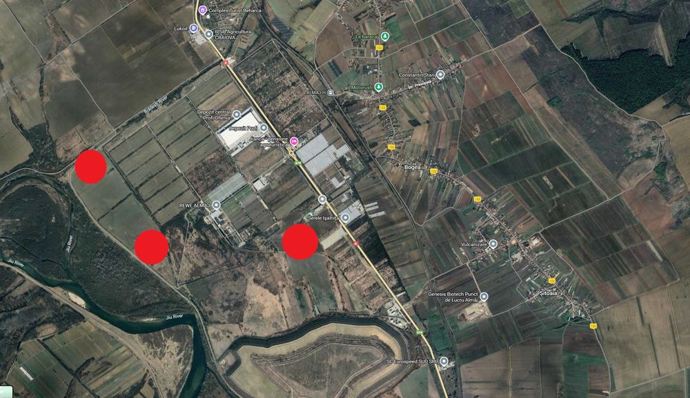 Vand 22.712 mp teren agricol comuna Almaj - pachet de 3 parcele