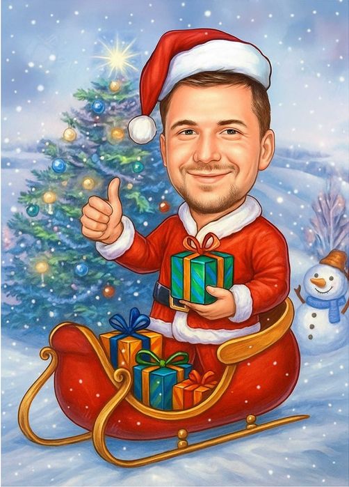 Коледна Карикатура в Рамка (ПЕРФЕКТНИЯ ПОДАРЪК)