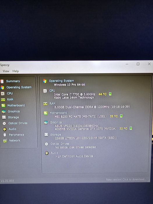 Vând PC Gaming i7 7700 cu gtx 1070 8gb