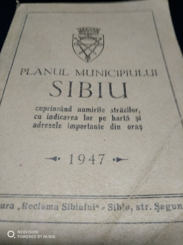 Vând planul municipiului Sibiu 1947