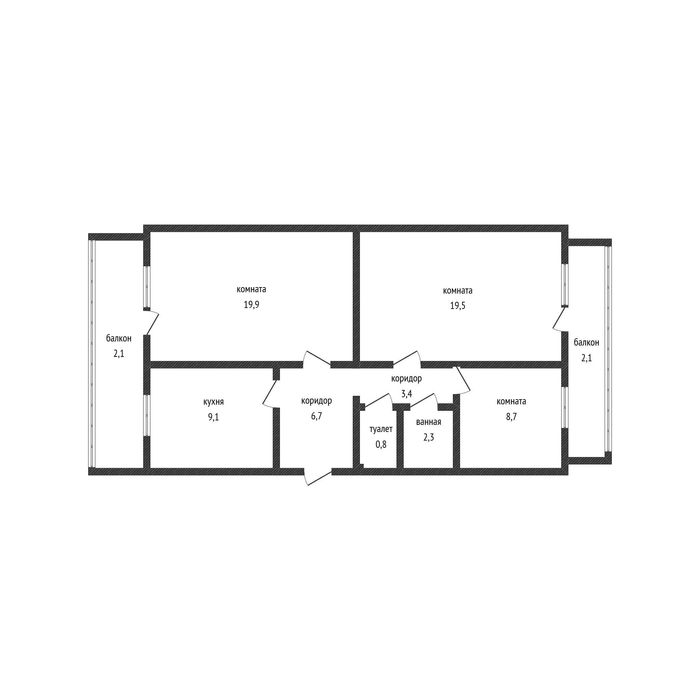 В продаже 3-комнатная квартира в Центре города