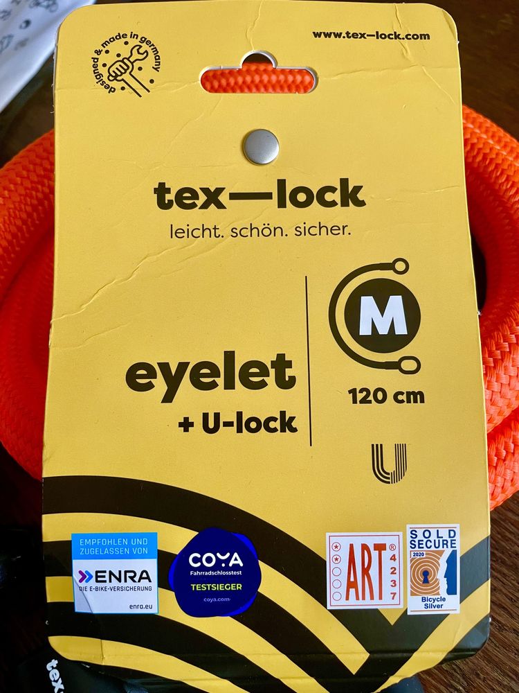 Antifurt Tex-lock eyelet + U-lock, Mărimea M - 120 cm, Made in Germany