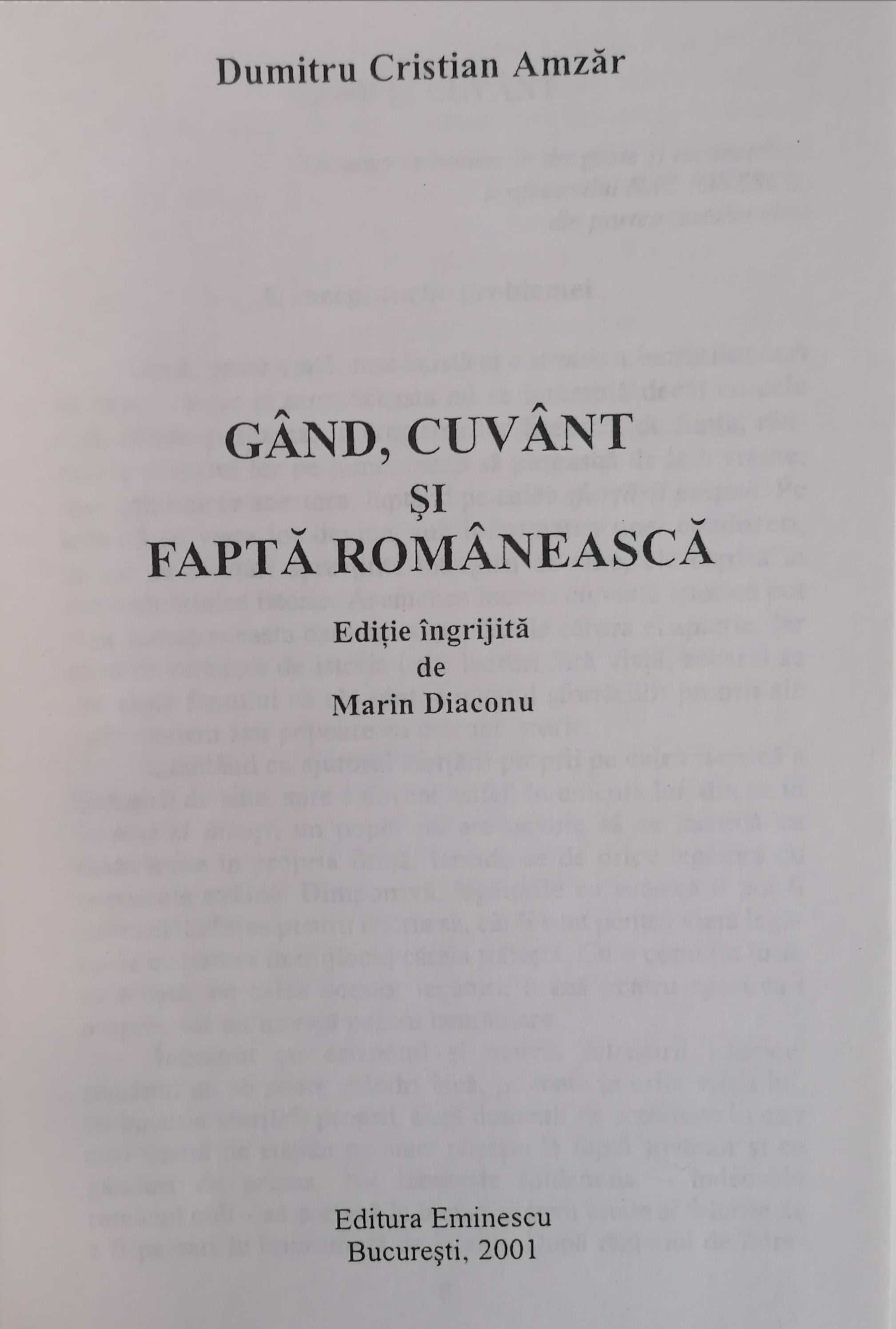 Gând, Cuvânt și Faptă Românească - Dumitru Cristian AMZĂR