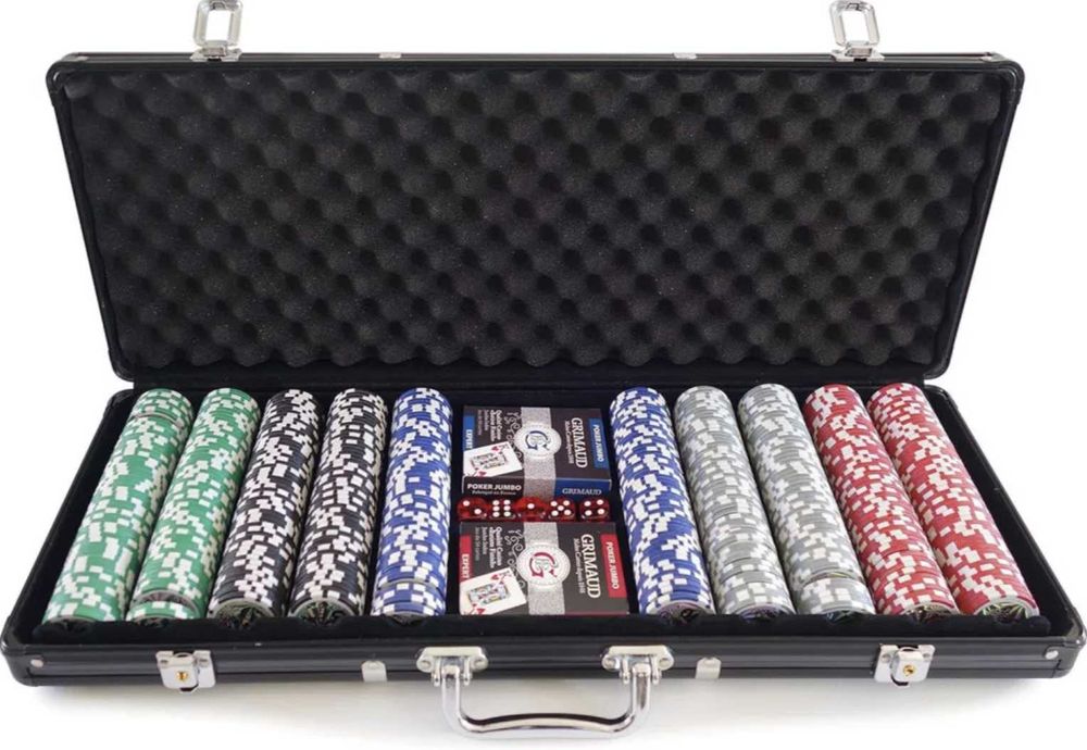 Set poker profesional Grimaud - 500 jetoane, valiza aluminiu neagra