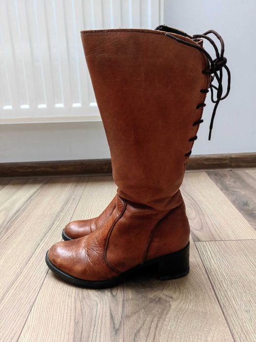 Cizme piele maro femei