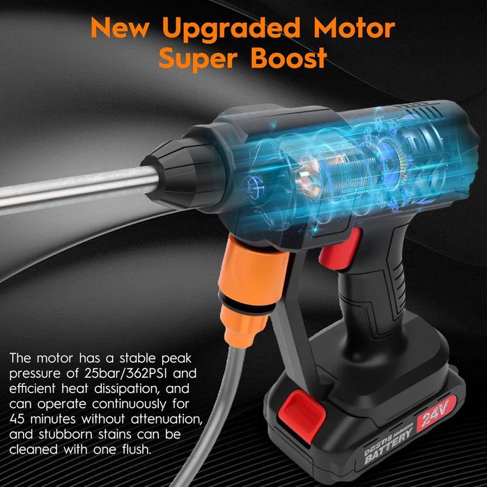 Безжична водоструйка, 2 батерии, пръскачка с пяна, 6-в-1