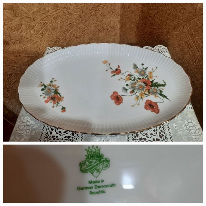 Красивое большое блюдо (36×23см),  Королевский фарфор, Ильменау,  Граф