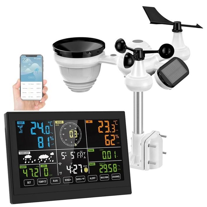 Statie meteo WiFi 7 in 1, statie meteo profesionala, cu afisaj digital