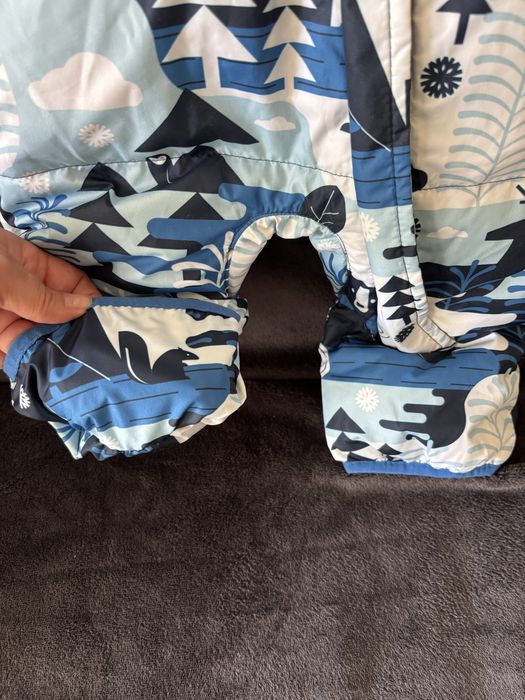 Costum Columbia cu puf gasca, bebe 0-6 luni, 68 cm, Foarte Buna