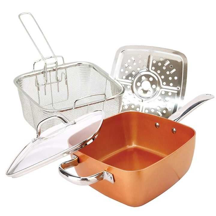 Дълбок тиган с незалепващо покритие 5в1 Copper Pan