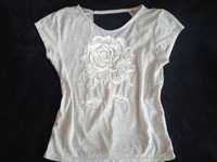 H&M дамска тениска с роза и ефектен гръб - ОТЛИЧНА!