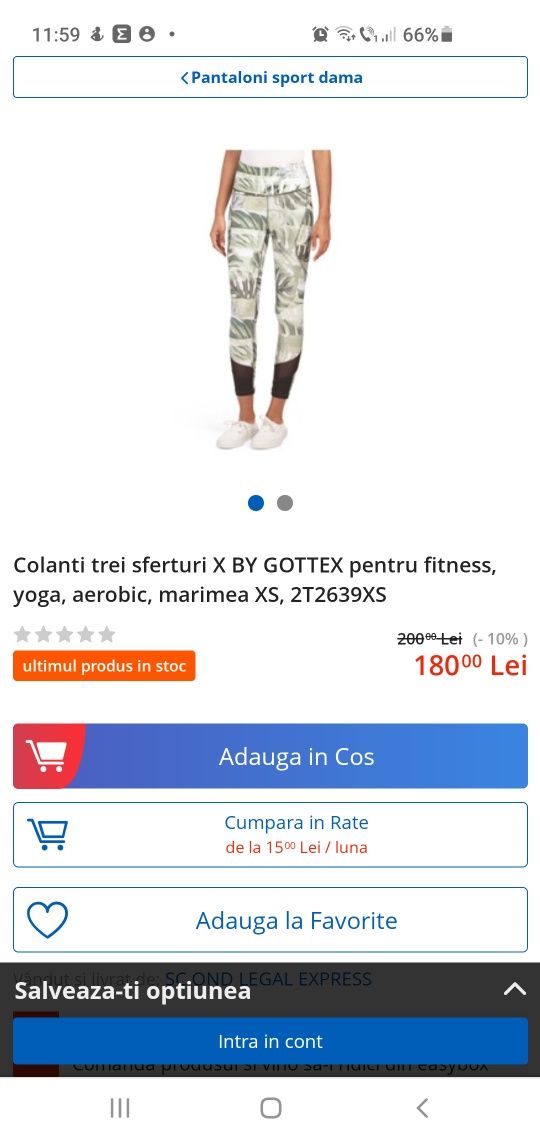 Colanți trei sferturi Gottex, marime M-L, Noi