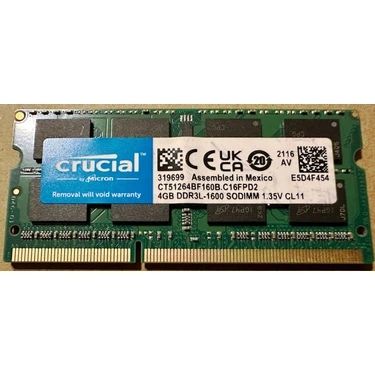 DDR3L 4Gb crucial 1.35v sodimm pcl3