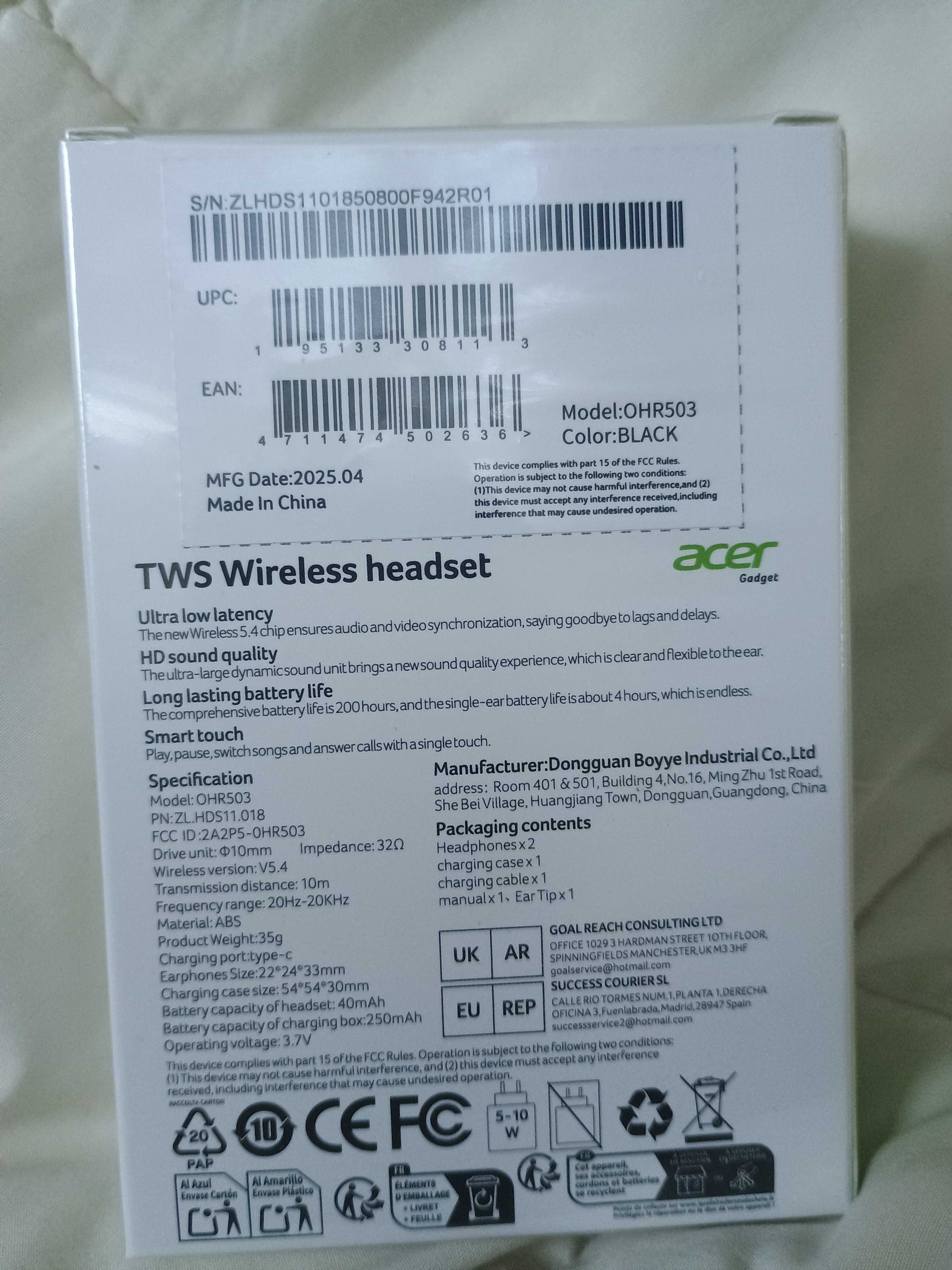 Безжични слушалки acer нови
