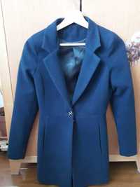 palton albastru marime 32/34/36 45% lana