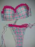 Costum de baie cu push up si slip brazilian cu ciucuri