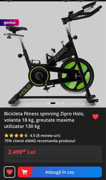 Bicicleta fitness spinning Zipro Holo