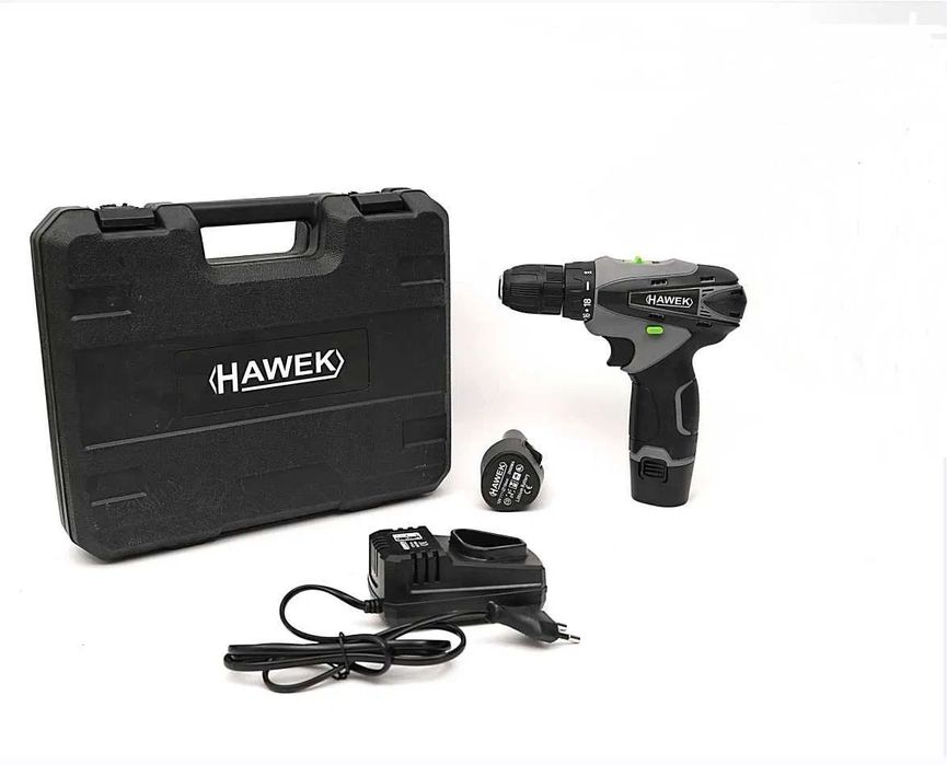 Акумулаторен винтоверт с вложки и удължение HAWEK 2 батерии в куфар