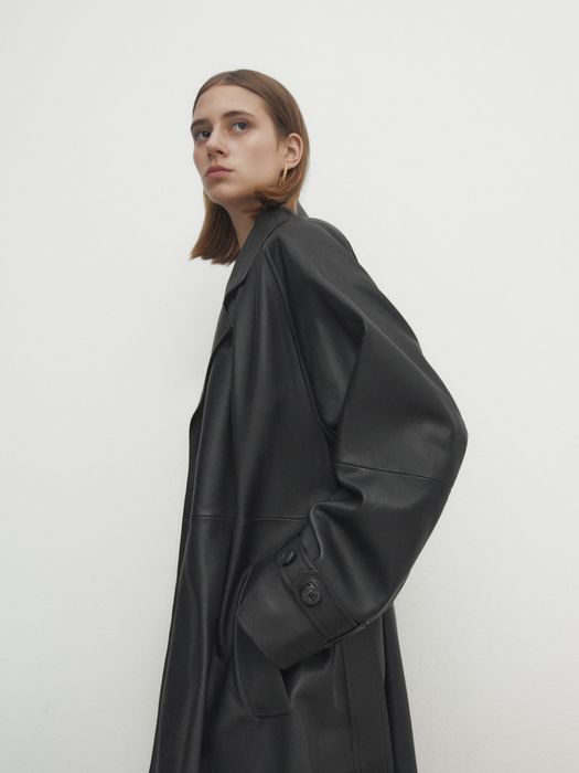 Trench din piele Massimo Dutti