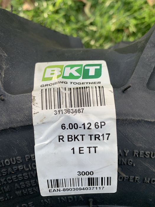 Cauciucuri agricole BKT 6.00-12 noi – pentru motocultor / tractor mic