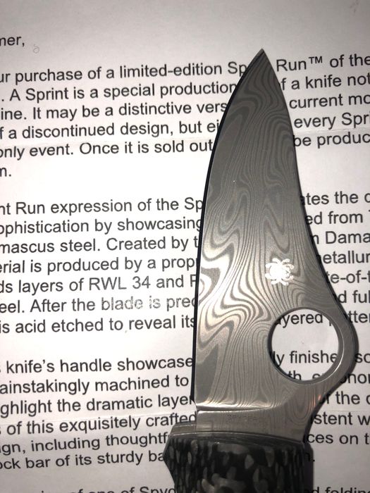Spyderco SpyOpera, Carbon Fiber, Thor Damasteel, Sprint run.