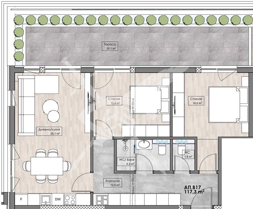 Тристаен апартамент Кършияка  667-22949