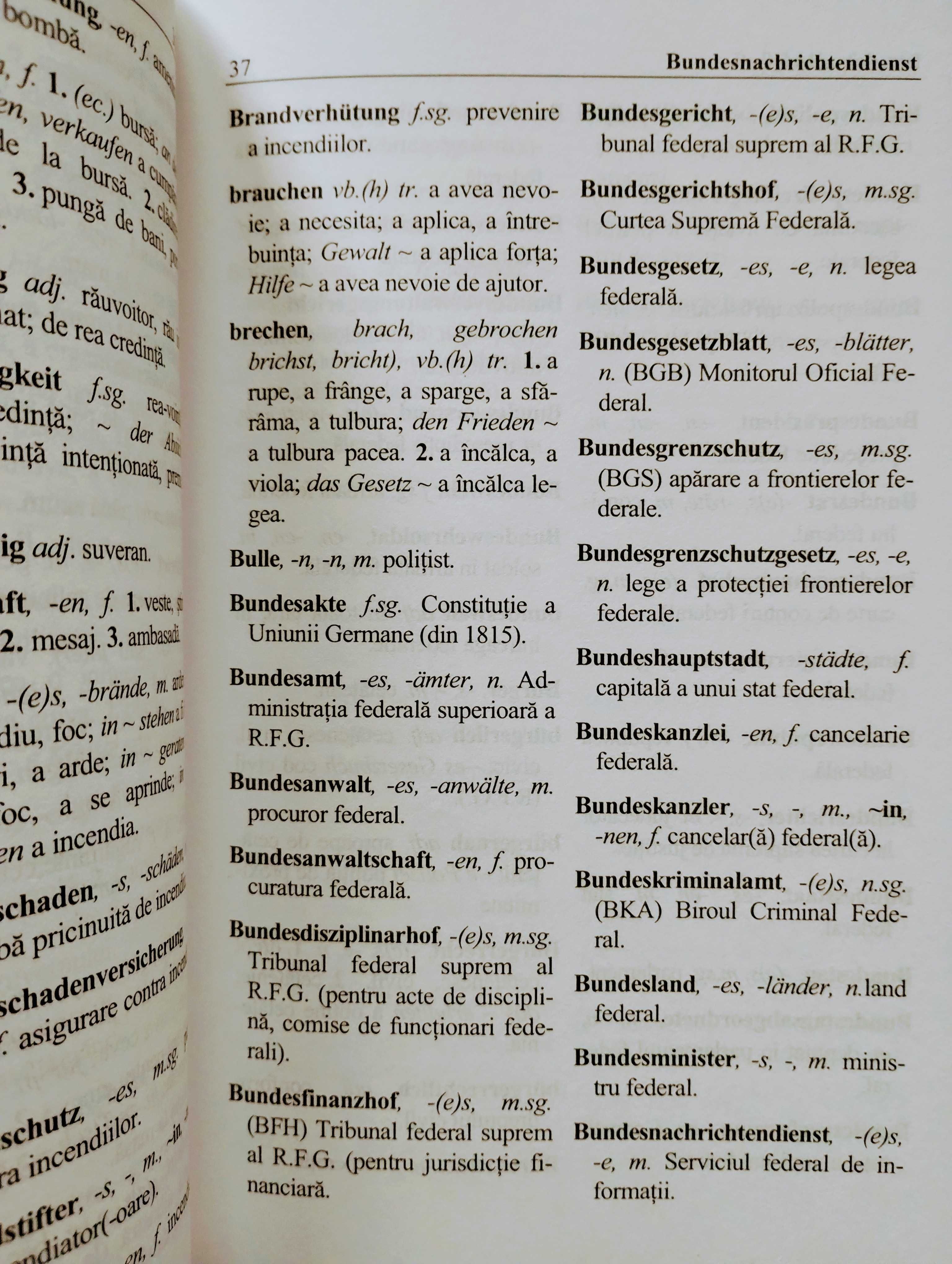 Dicționar german-roman Limbaj juridic și politienesc