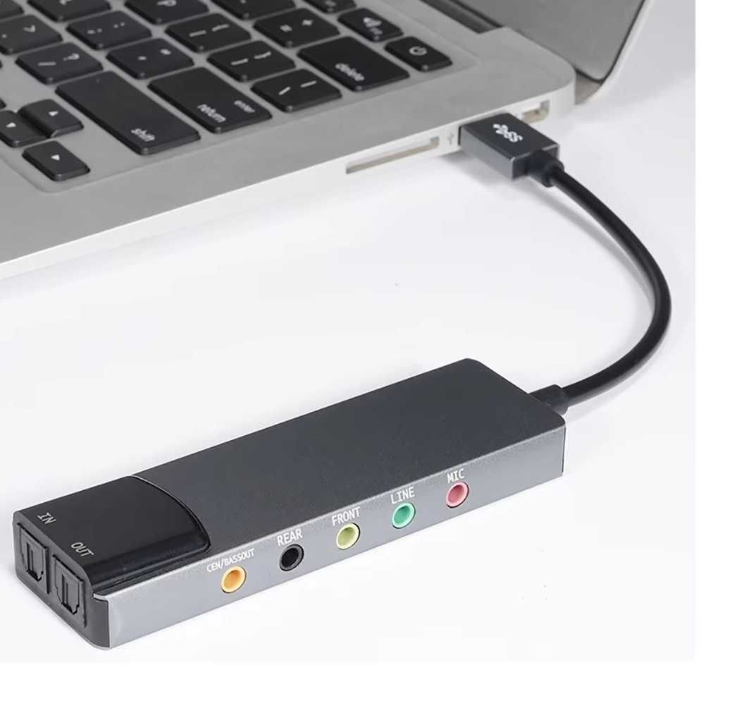 Аудио конвертер SPDIF + RCA (6x1) в USB-С и USB 3.0