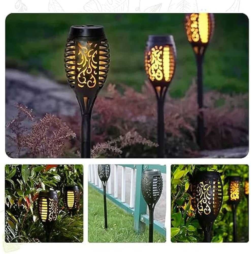 Соларна LED лампа тип факла за градина, пламък Solar Light голяма 50см