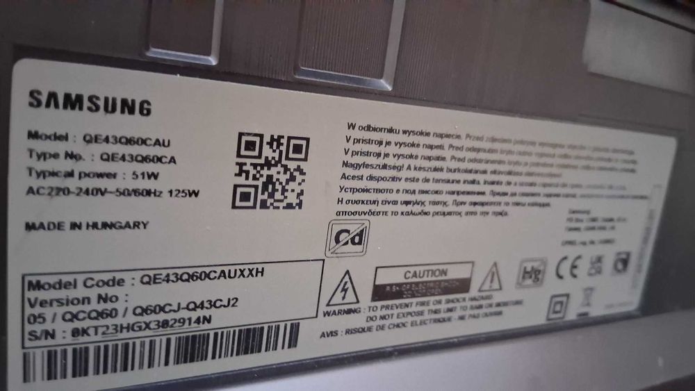 TV Qled Samsung 4K diag. 108 cm