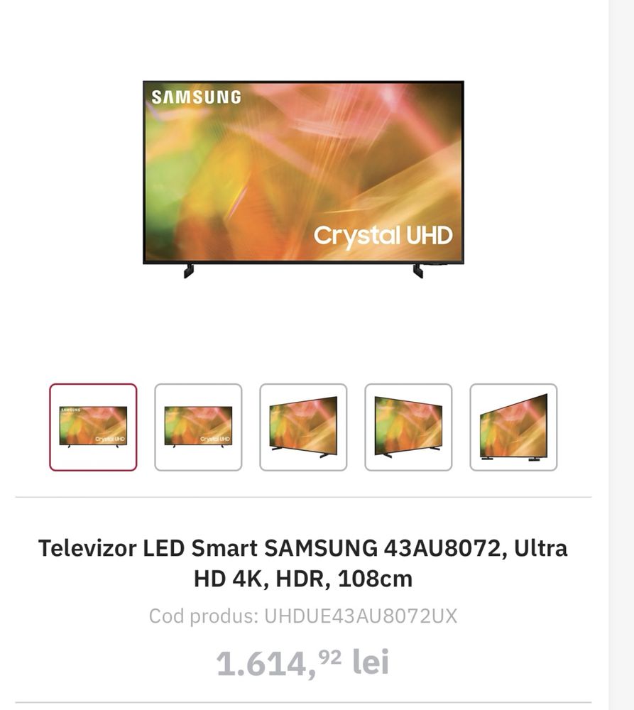 Tv samsung 108 cm 2021 Bucuresti