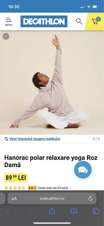 Bluza relaxare yoga Decathlon, dama, noua, marime S