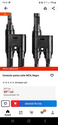 Set Conector Spliter MC4 T Mama - Tata pentru Cablu Solar 4-6 mm