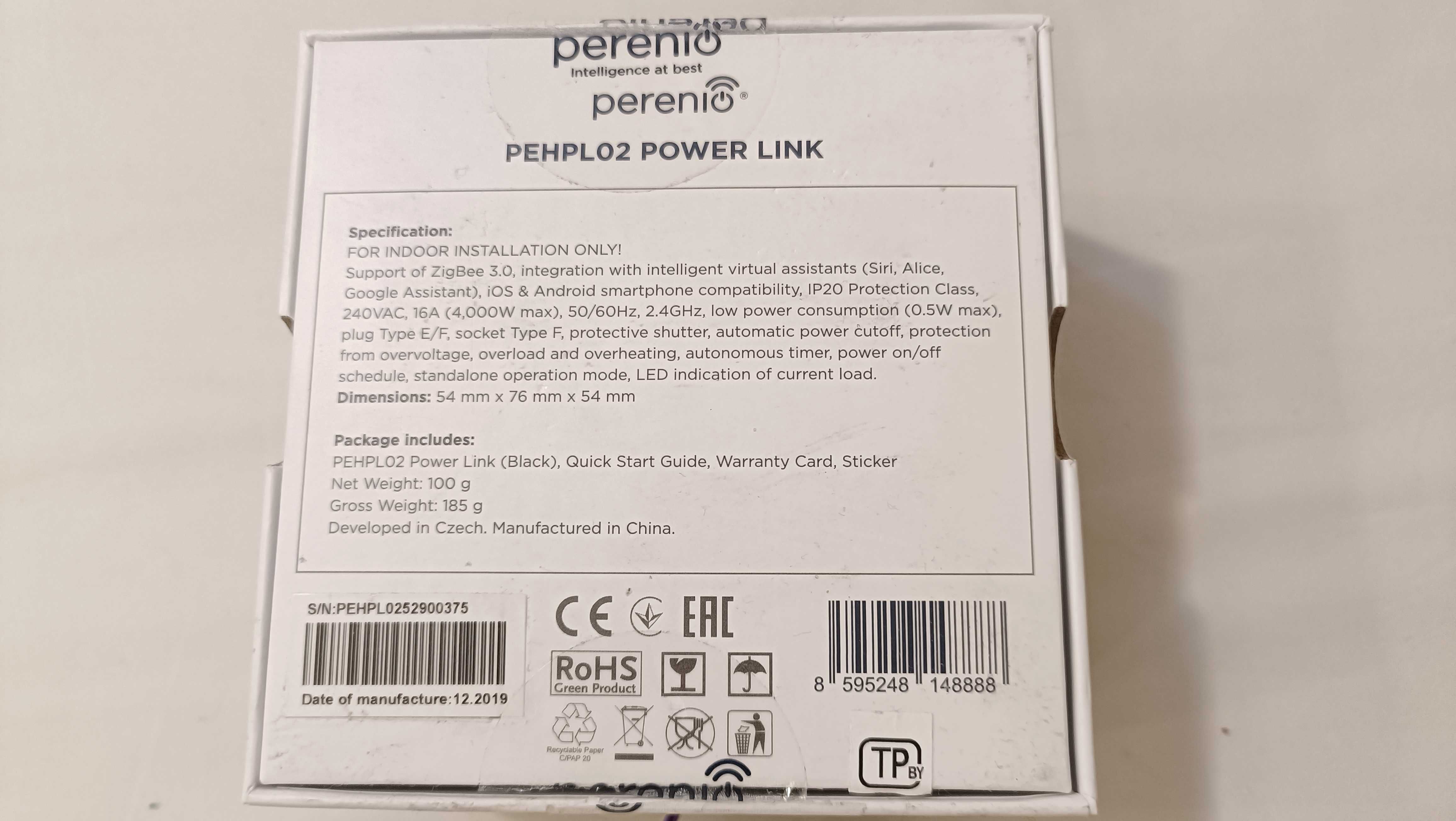 Умная розетка Perenio Power Link pehpl02