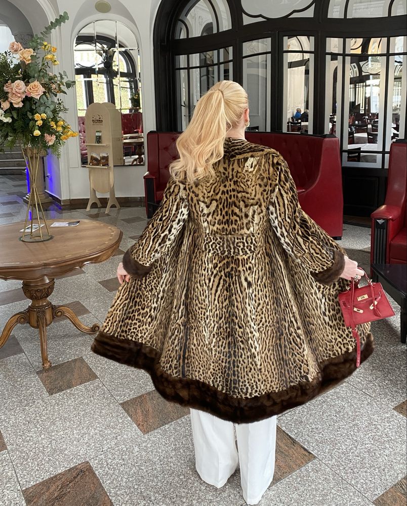 Haină din blană naturală de Ocelot (leopard)