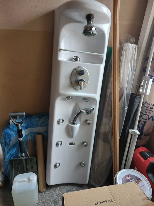 Panel de duș, cu hidromasaj, alb